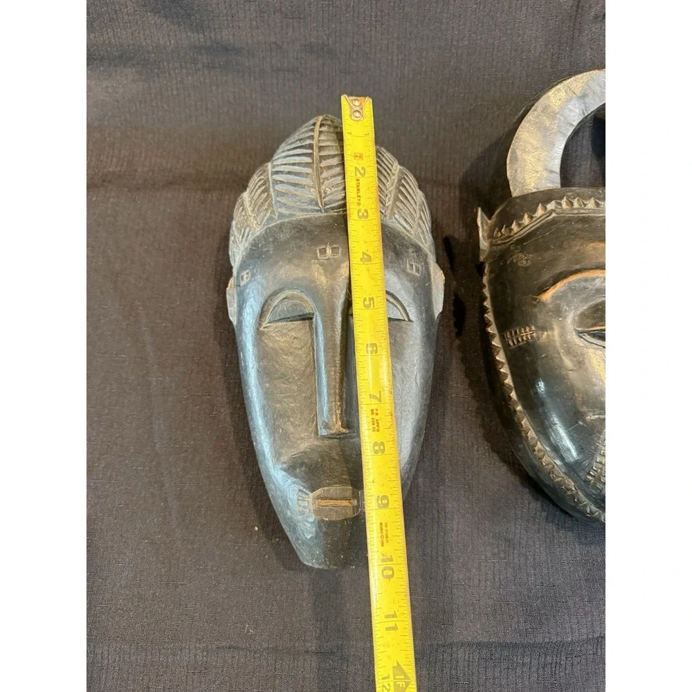 2 Vintage African wood mask antiques Home Décor Hand Carved